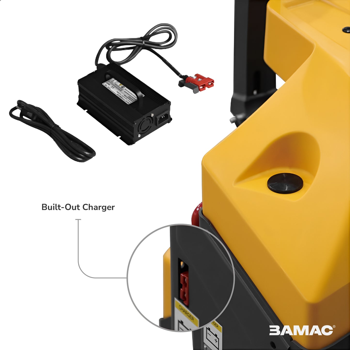 BAMAC Full Electric Pallet Jack 3300lbs Cap. Forks 48" x27" with Emergency Key Switch