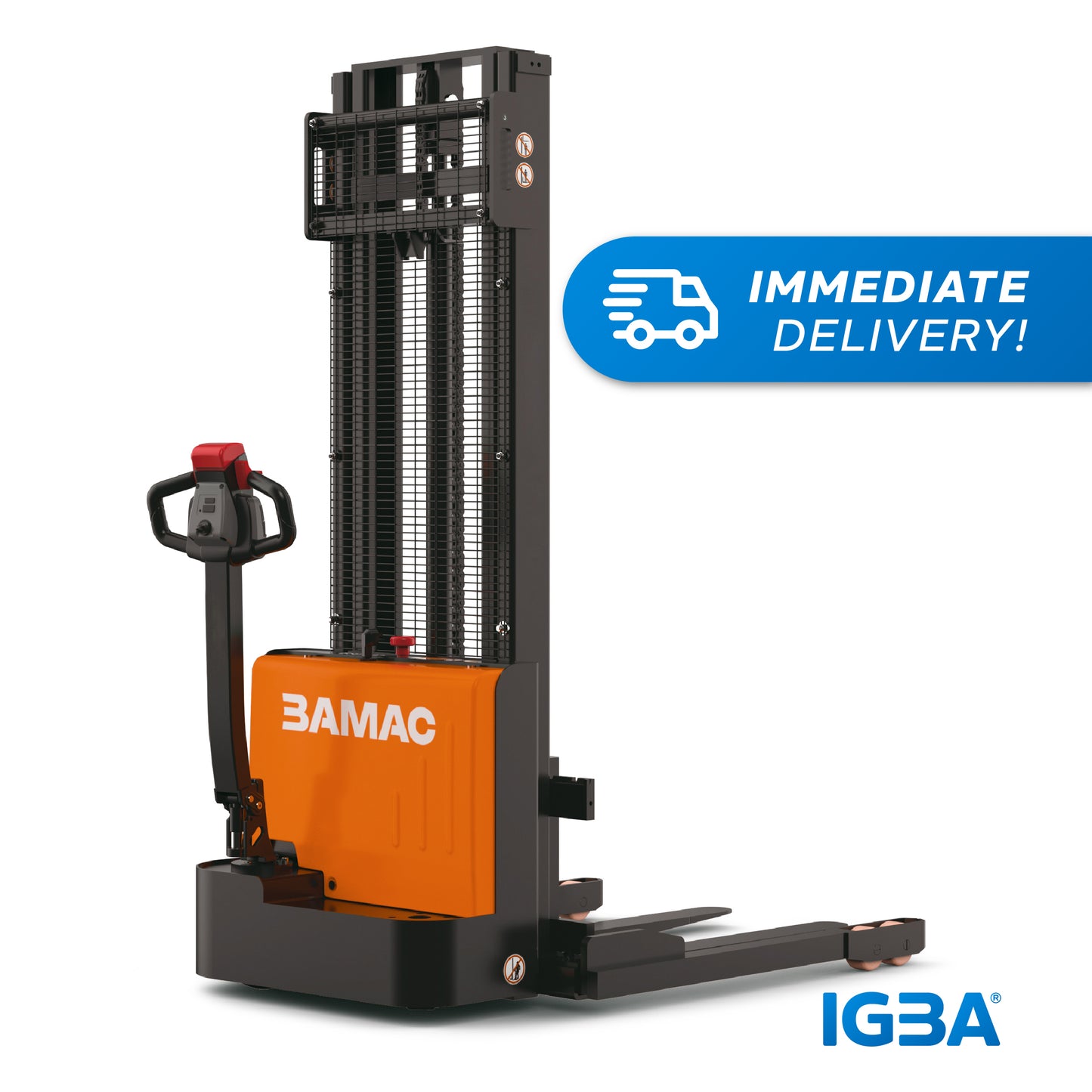 BAMAC Electric Straddle Stacker 1.2t 2,640 LB - Lift 130 Inches - ESD122