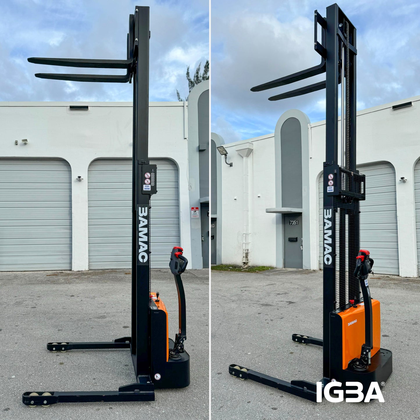 BAMAC Electric Straddle Stacker 1.2t 2,640 LB - Lift 130 Inches - ESD122